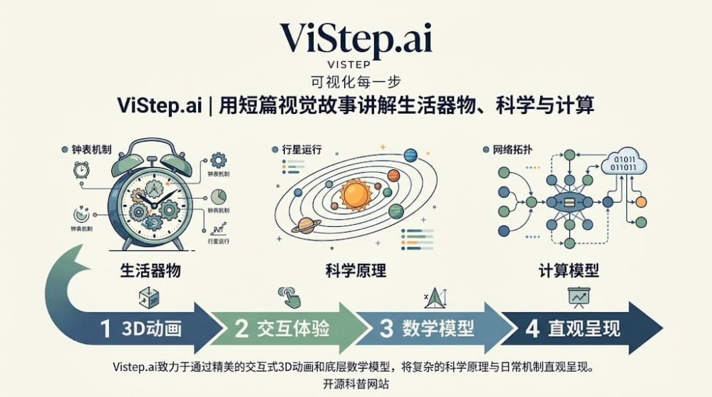 ViStep.ai | 用短篇视觉故事讲解生活器物、科学与计算 封面图