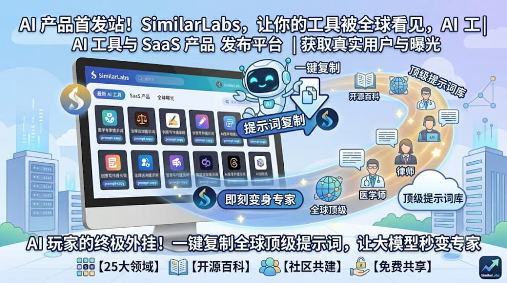 AI 玩家的终极外挂！一键复制全球顶级提示词，让大模型秒变专家 封面图