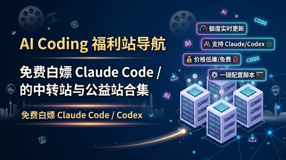 AI Coding福利站导航 | 免费白嫖 Claude Code / Codex 的中转站与公益站合集 封面图