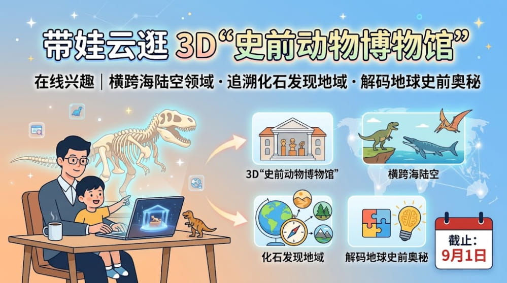 带娃云逛3D“史前动物博物馆”|在线兴趣 封面图