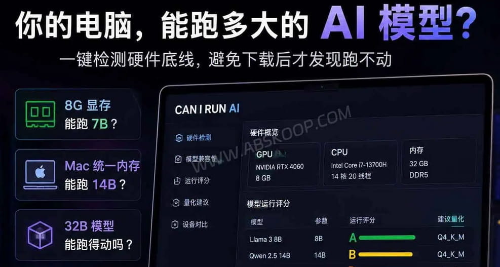 Can I Run AI：检测电脑能不能运行本地大模型的网页工具 封面图